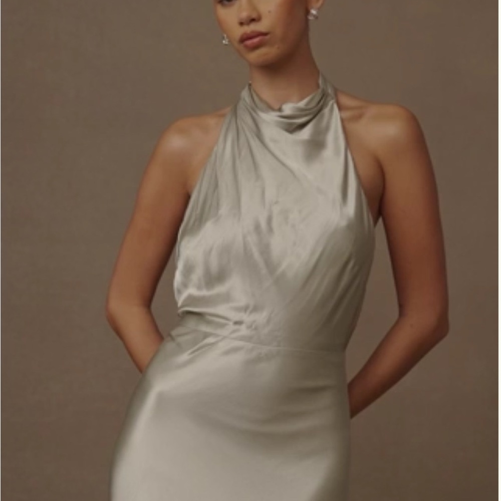 Meshki Cream Asymmetrical Ruched Cocktail Dress
